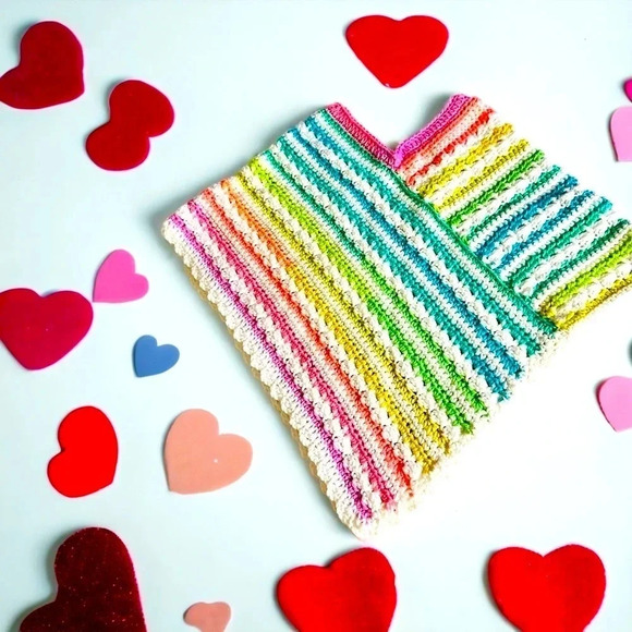 NEW Girls Candy Colored Rainbow Poncho - Picture 2 of 3